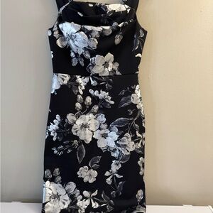 Floral Black and White Dress